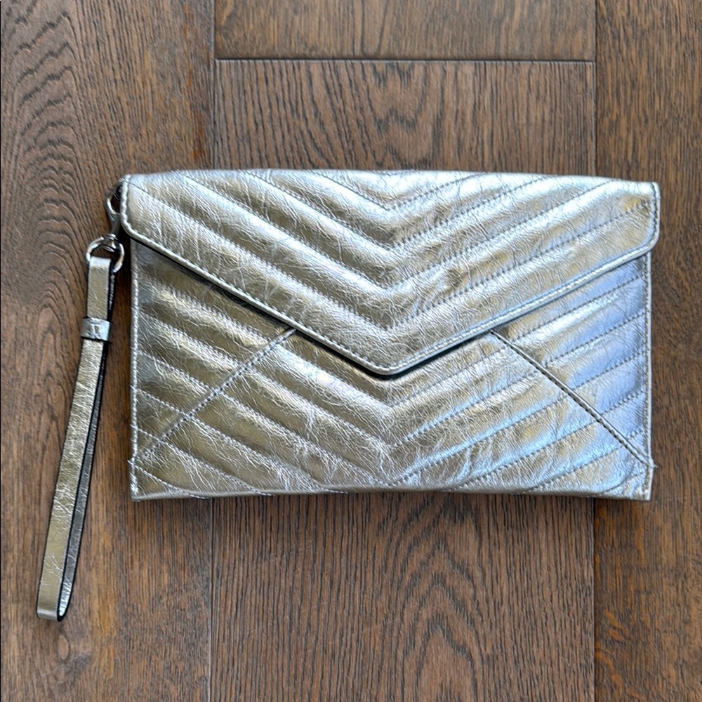 Rebecca Minkoff Silver Chevron Quilted Clutch
